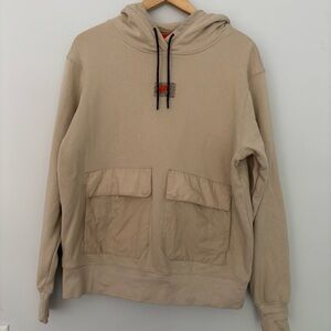 Nike Tan Hoodie Sweatshirt‎ Size Small Front Pockets Rubber Logo Speckled Street
